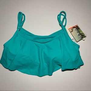 Sz. Large Roxy Turquoise cropped NWT tankini top